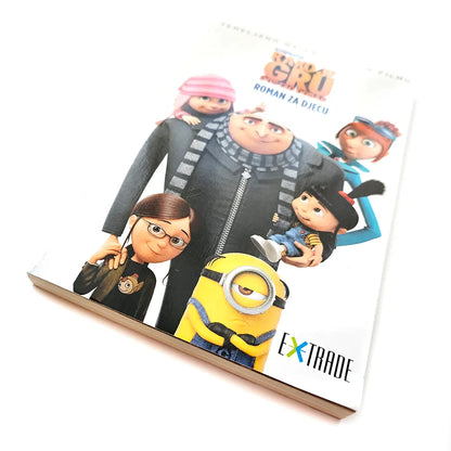 Kako je Gru Postao Dobar – Roman Za Djecu Children's book with animated characters and Extrade branding on a white background