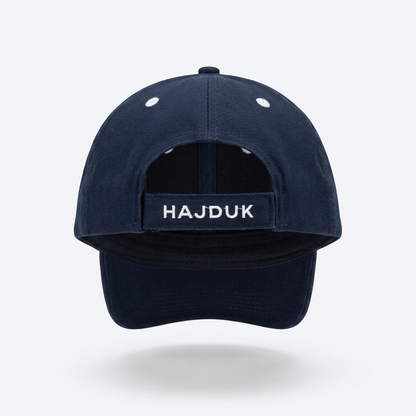 Baseball Cap Hajduk Split in Navy Navy blue cap with 'Hajduk' logo on a light gray background