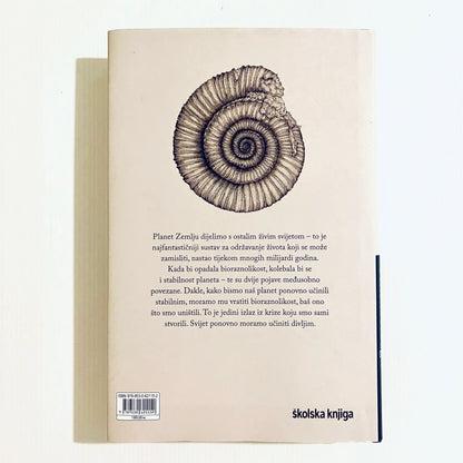 David Attenborough – Život Na Našem Planetu Book cover with a spiral shell illustration and text on a beige background