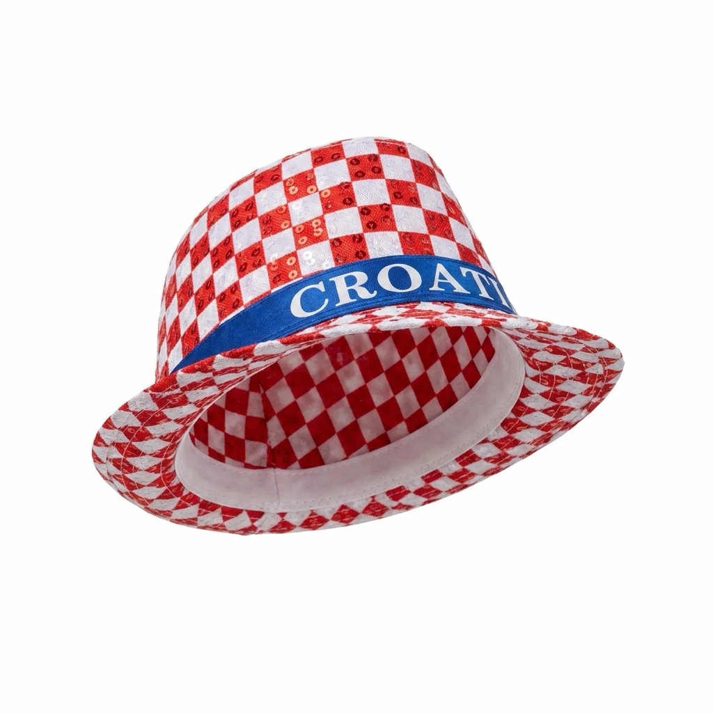 Fedora Hat Croatia 'CROATIA' band on a white background