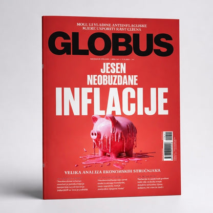 Globus Magazine Croatian Magazine cover with a red background and text about inflation, featuring the brand 'Globus'.