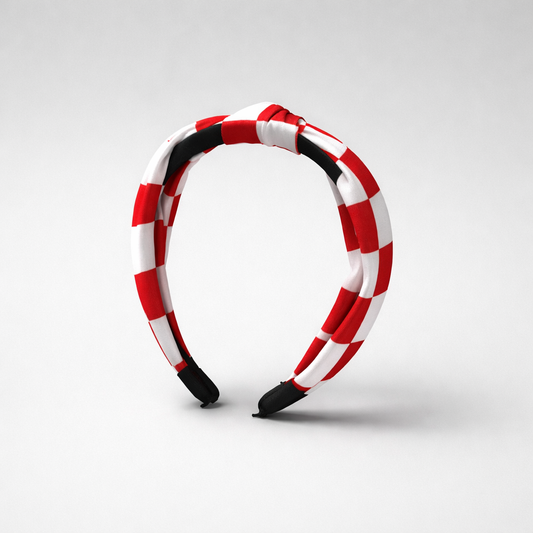 Hair Band Croatia Red and white striped headband on a gray background
