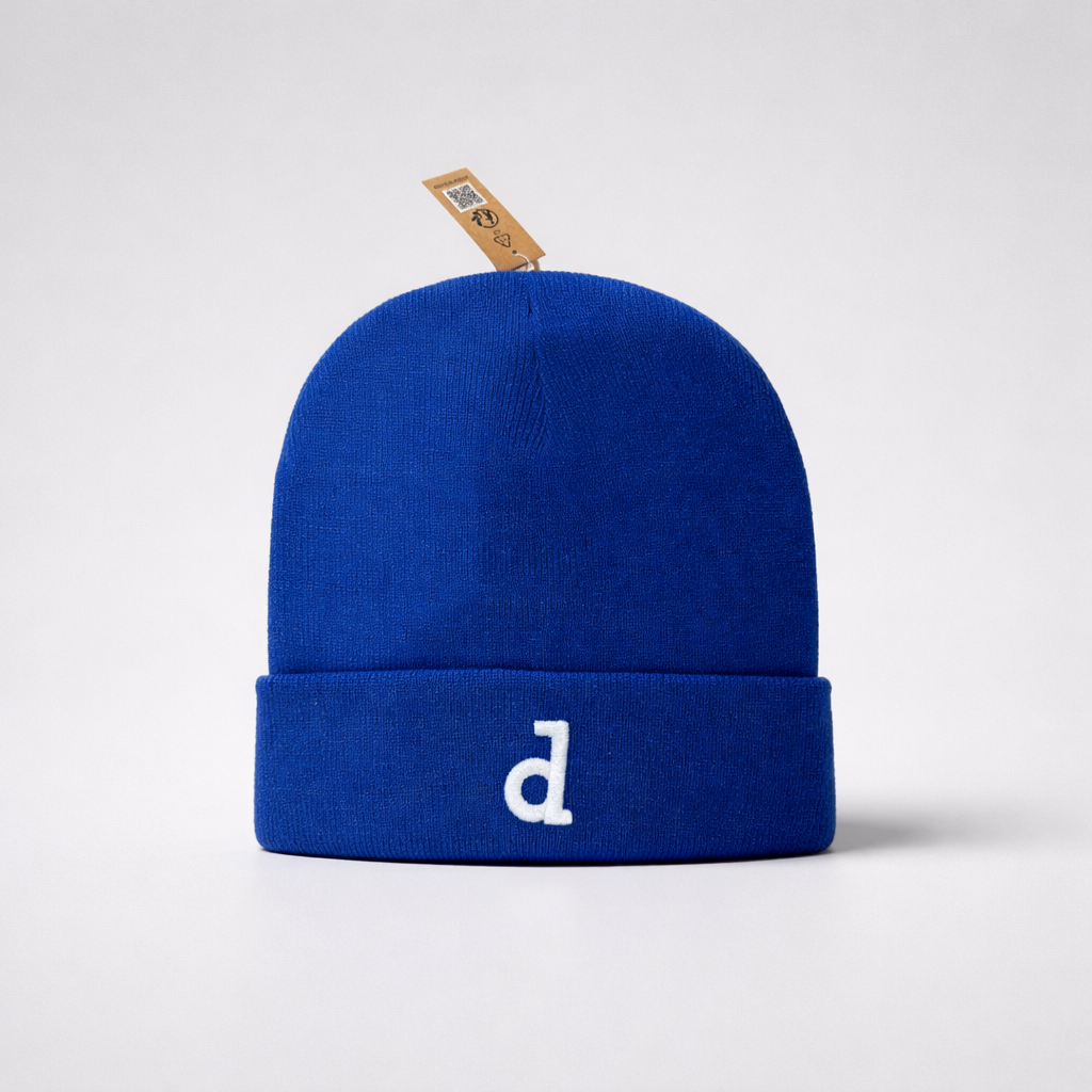 Kids Beanie Dinamo Zagreb d Blue beanie with a white logo on a light gray background