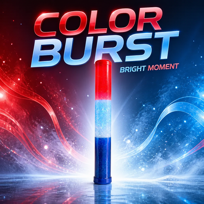 LED Light Stick - Color Burst Color Burst light tower with red, blue, and white colors on a dynamic background