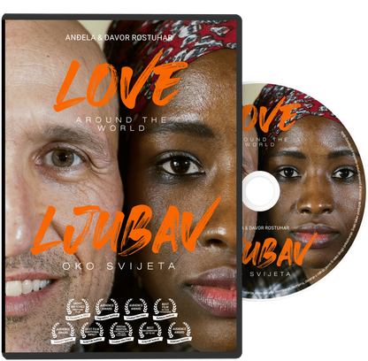 Love Around the World – Book + DVD (English) DVD cover with two faces and text 'Love Around the World' and 'Ljubav oko Svijeta'.