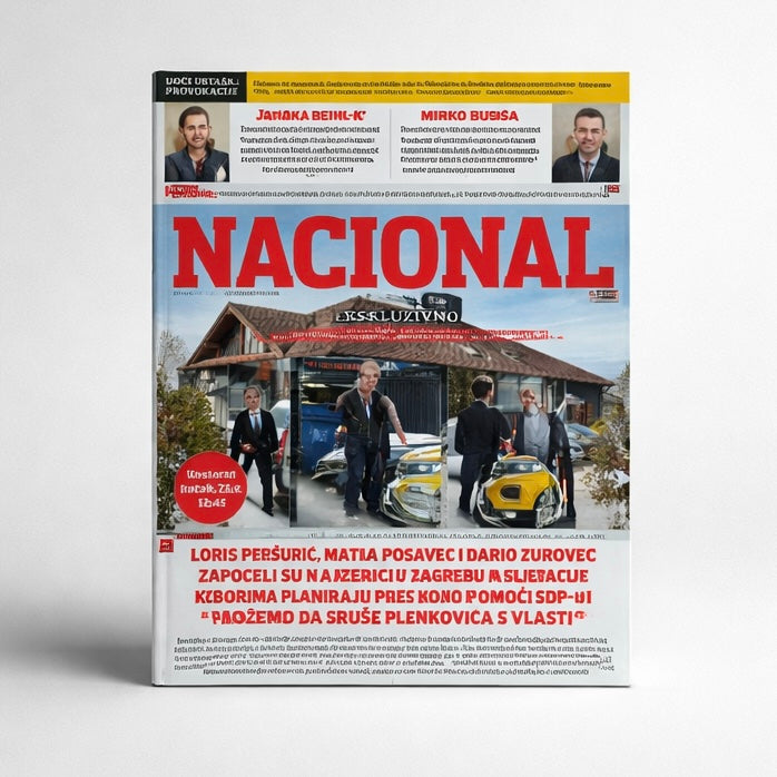 Nacional Magazine Croatian Magazine cover with 'Nacional' branding and text on a white background
