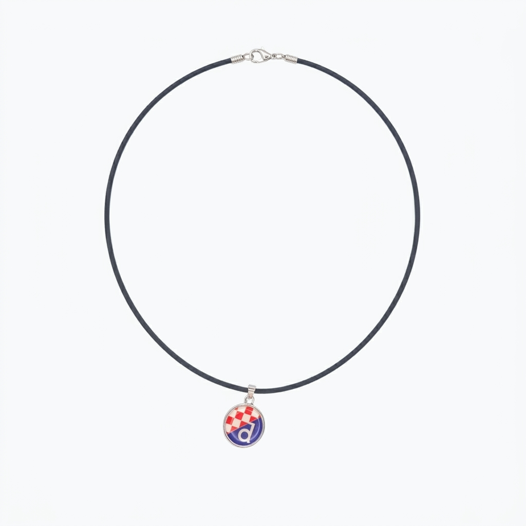 Necklace Logo Dinamo Black necklace with a colorful pendant on a white background